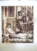 Original Old Antique Print 1896 Art Journal Scene Corner Villas Roman People