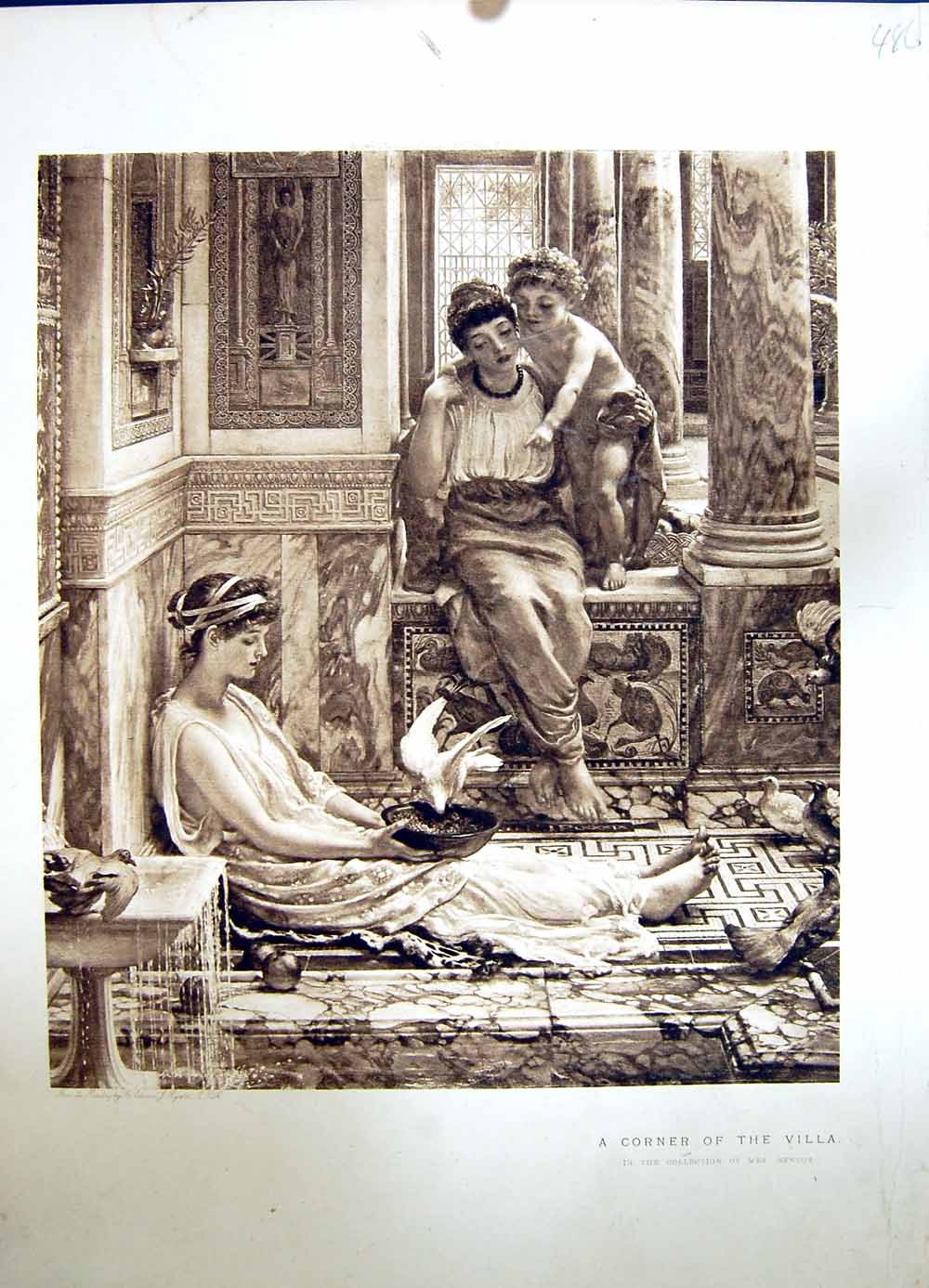 Original Old Antique Print 1896 Art Journal Scene Corner Villas Roman People