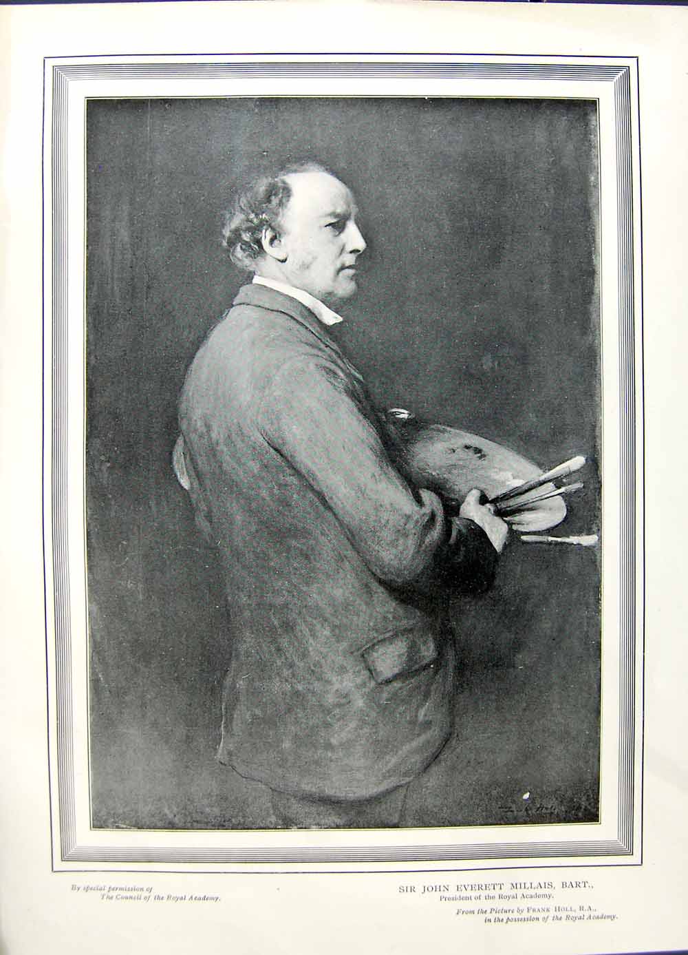 Old Antique Print 1896 Art Journal Portrait Sir John Everett Millais Bart 19th