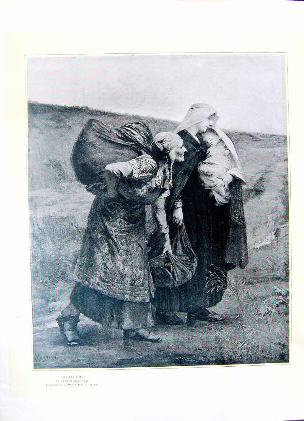 Old Antique Print 1896 Art Journal Poor Women Little Girl Albert Maignan 19th