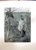 Old Antique Print 1896 Art Journal Pauvre Fauvtte Little Girl Cow Field 19th