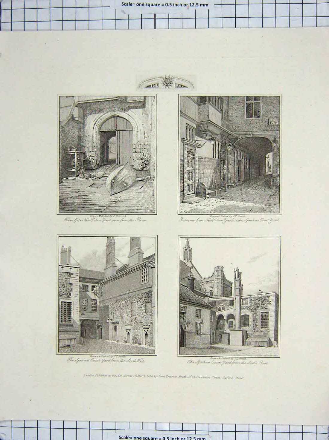 Original Old Antique Print 1804 Speakers Court Yard Palace Yard Water Gate 19th