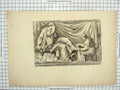 Original Old Antique Print Basrelief Lady Washing Feet