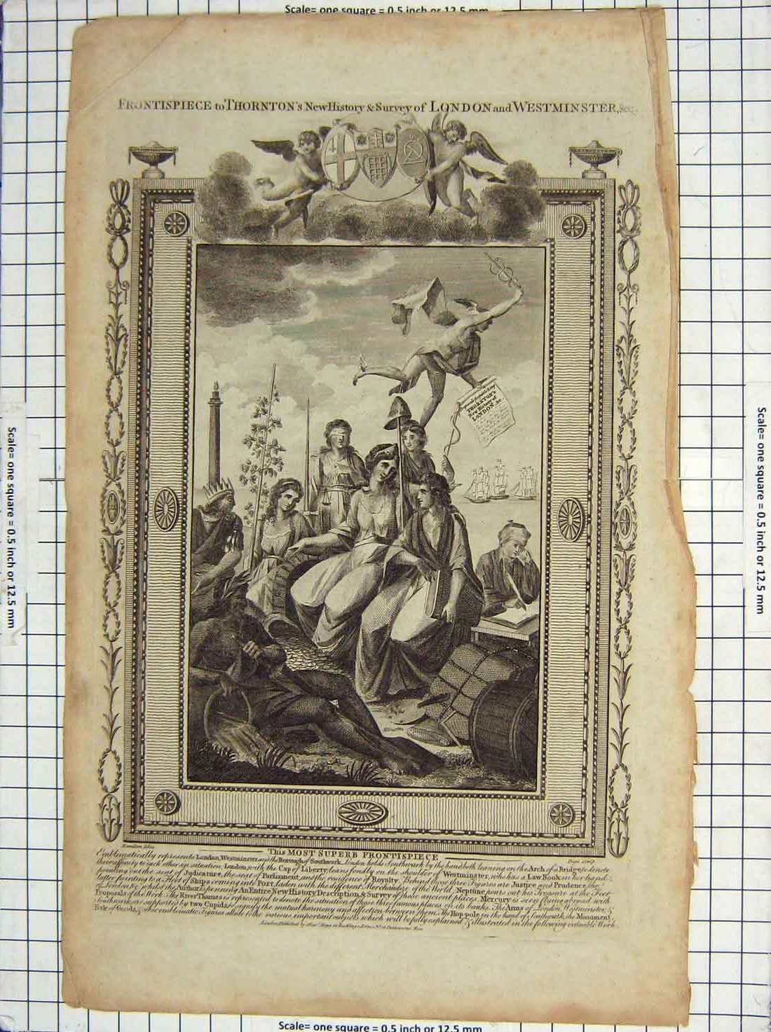 Original Old Antique Print Scene Thornton History Survey London Westminster