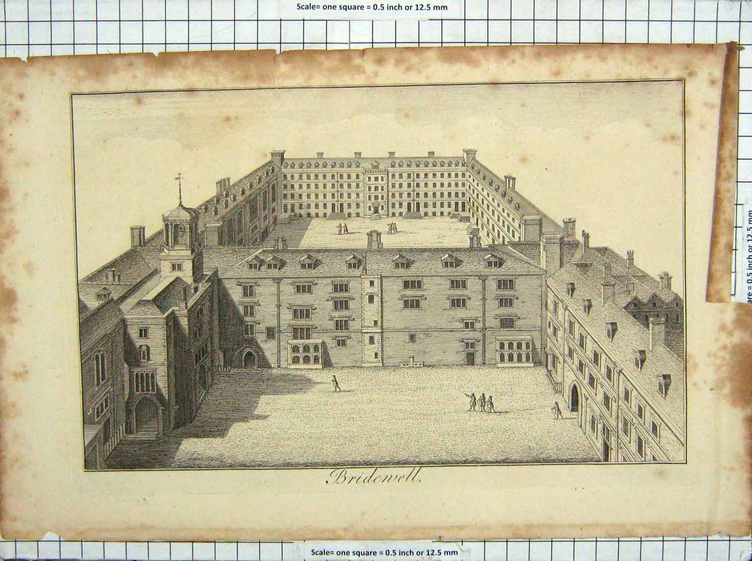 Original Old Antique Print View Bridenell Building Architecture