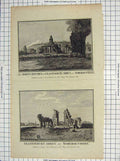 Original Old Antique Print Abbot'S Kitchen Glastonbury Abbey Somersetshire