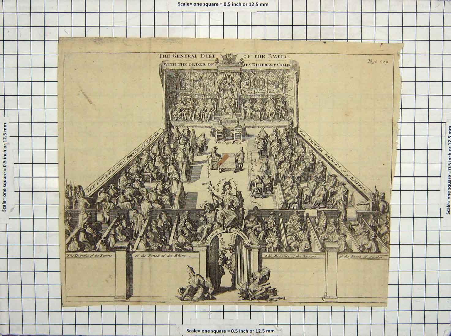 Original Old Antique Print Ecclesiastical Princes Empire Secular Empire College