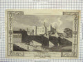 Original Old Antique Print View Castle Bridge Haverford Pembrokeshire Wales