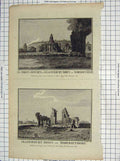 Old Antique Print *3527 Abbot'S Kitchen Glastonbury Abbey Somersetshire