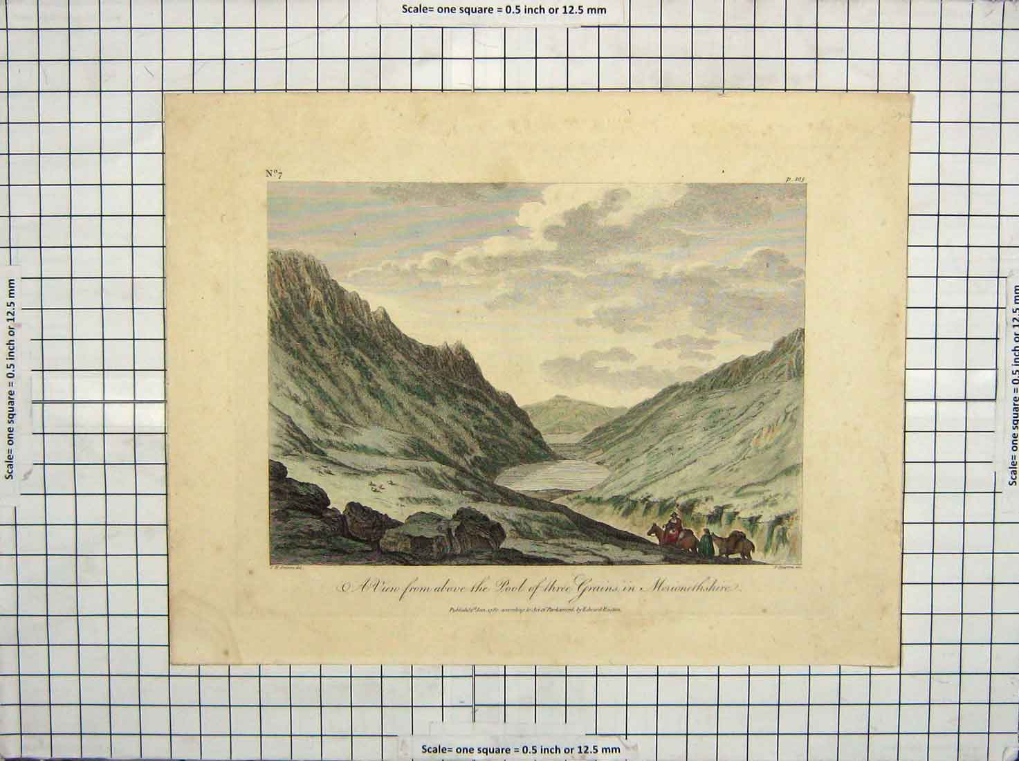 Original Old Antique Print View Pool Grains Merionethshire Wales Mountains