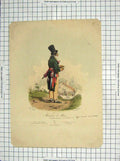 Original Old Antique Print Colour Portrait Monsieur Maire Man Napoleonic Era