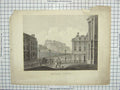 Original Old Antique Print Register Office Building Architecture 19th