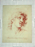 Original Old Antique Print Ladies Head Rapture Eyes Mouth 19th