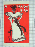 Original Old Antique Print Red Black And White Lady Gaiety Girl Hardy