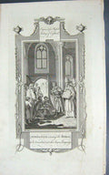 Original Old Antique Print Athlstan Bible Saxon Language Russels Engraving