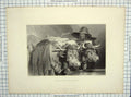 Original Old Antique Print Cousen Landseer Engraving Oxen Water Tank Geneva