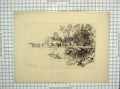 Original Old Antique Print 1882 View Cowdray Town Lake Ducks Cattle Victorian