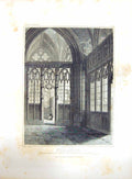 Old Antique Print 1825 Exeter Cathedral Aile Choir Sands Willis Engraving 19th