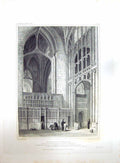 Original Old Antique Print 1829 Gloucester Cathedral Transept Keux Ansted 19th