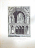 Old Antique Print 1821 Canterbury Cathedral Church Mepham Keux Cattermole 19th