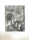 Original Old Antique Print 1822 Canterbury Cathedral Church Chichele Winkles