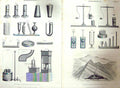 Original Old Antique Print Hydrostatics Instruments Volcano Mountain
