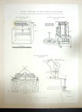 Original Old Antique Print 1833 Patent Machines Cotton Manufacture Lewis Paul