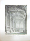 Original Old Antique Print 1827 Peterborough Cathedral Cattermole Woolnoth 19th