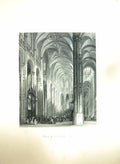 Original Old Antique Print Church St. Eustache Paris France Architecture Allom