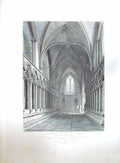 Old Antique Print 1819 Lichfield Cathedral Church Chapter House Woolnoth 19th