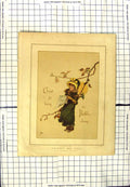 Original Old Antique Print Colour Christ Is Born In Bethlehem Girl Singing