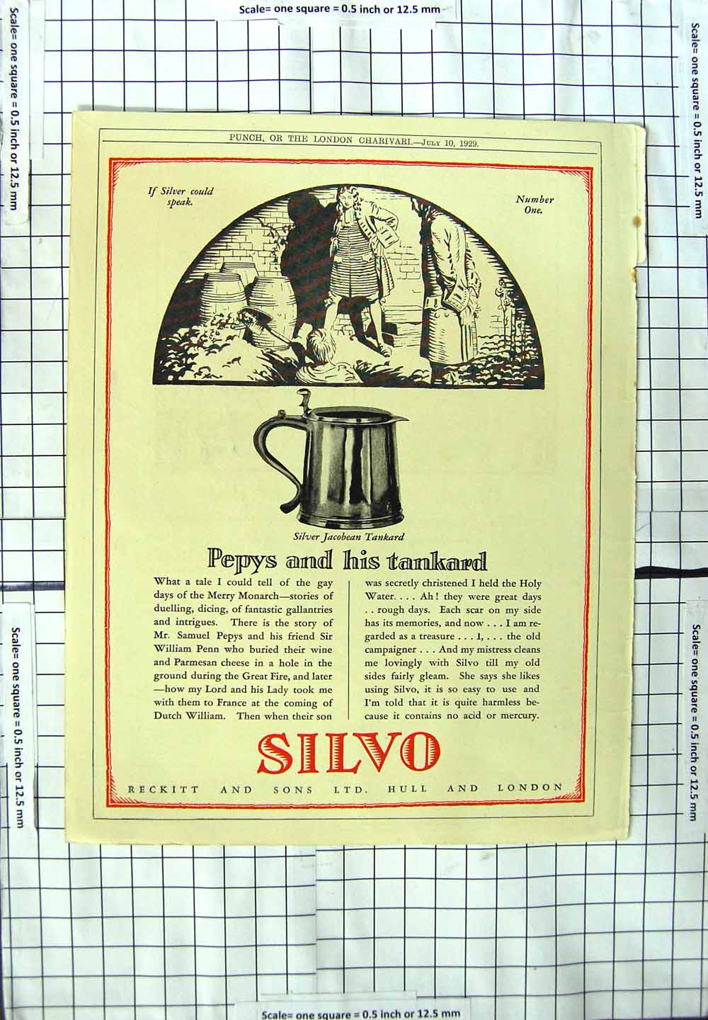 Original Old Vintage Print 1929 Advertisement Silvo Reckitt Sons Hull London