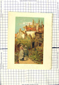 Original Old Antique Print Davidson Knowles Colour Lady Rest Home