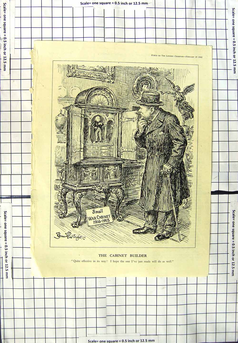 Original Old Vintage Print 1942 Cabinet Builder Furniture Partridge 20th