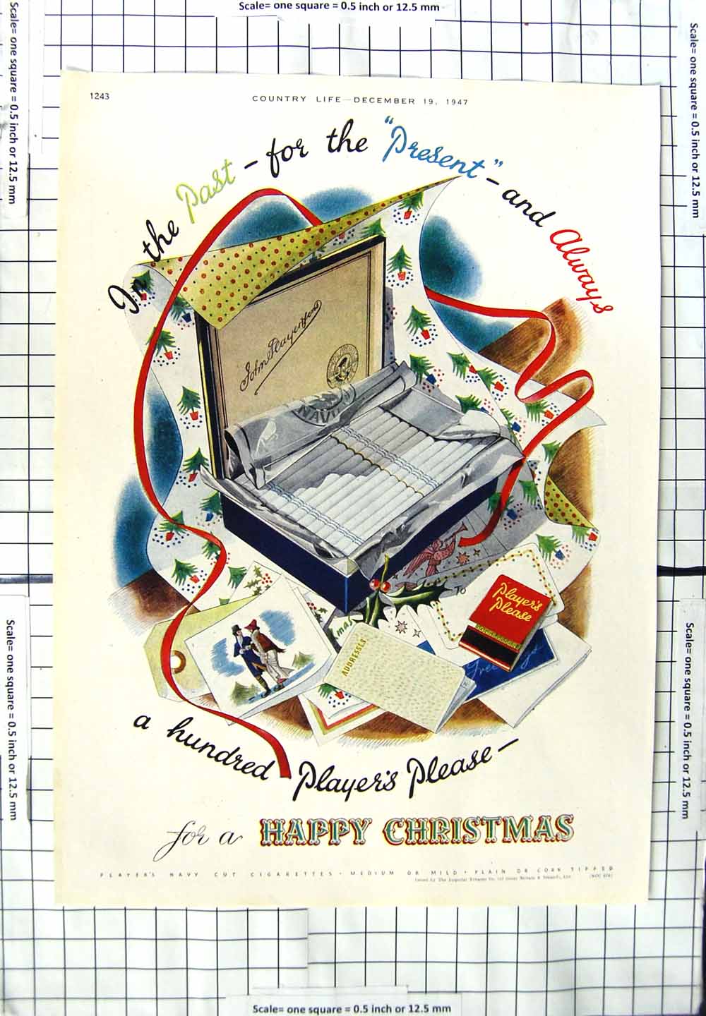 Old Vintage Print 1947 Advertisement Player'S Navy Cut Cigarettes Colour 20th