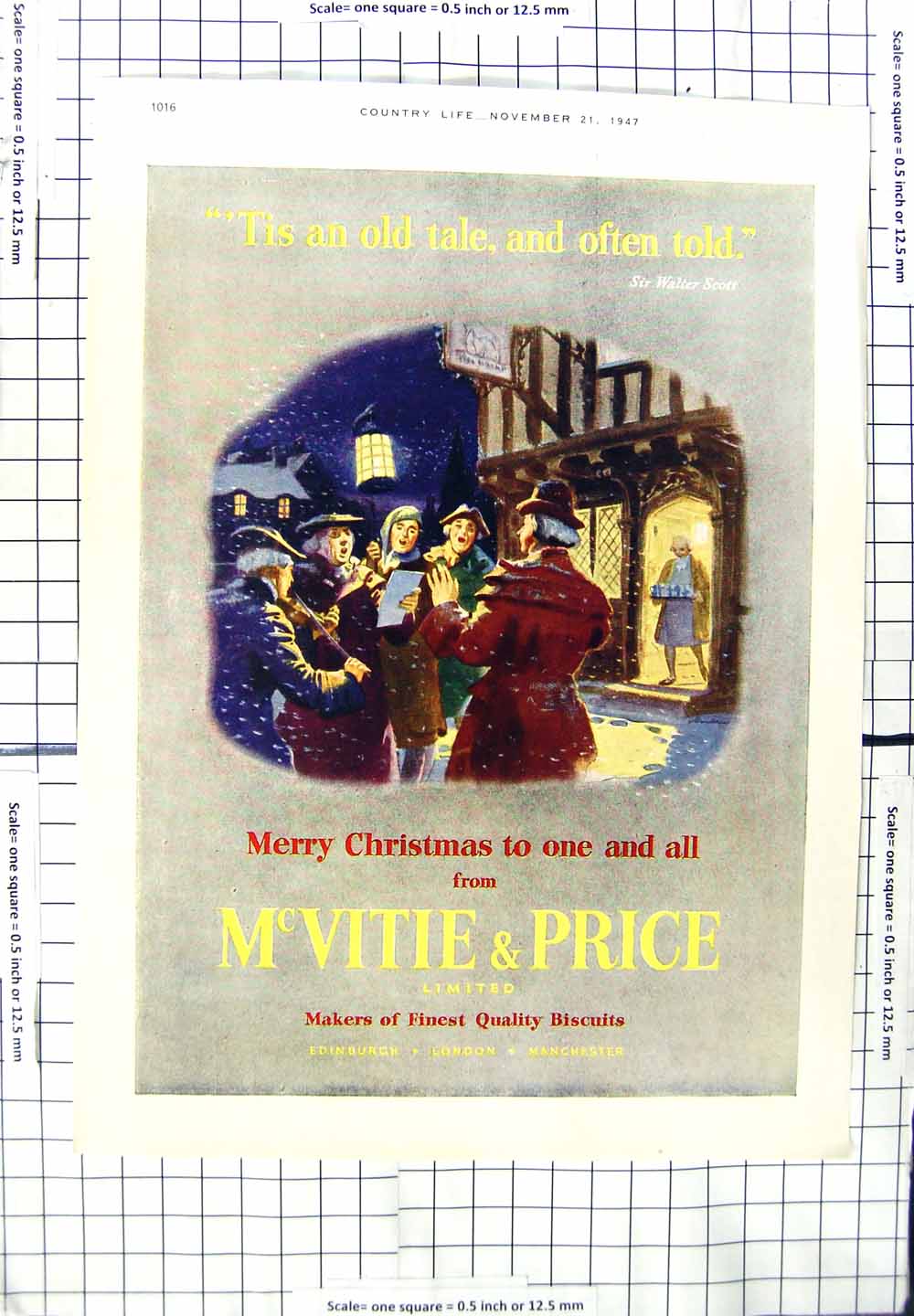 Original Old Vintage Print 1947 Colour Advertisment Mcvitie Price Biscuits 20th