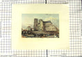 Original Old Antique Print Colour La Seine Building Architecture 18th Century