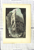 Original Old Antique Print View Pickering Tor Woman Cooking Dinner Victorian