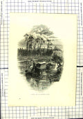 Original Old Antique Print Gala Day Hampton Court River Boats 20th Century