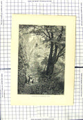 Original Old Antique Print Staircase Carisbrook Keep Castle