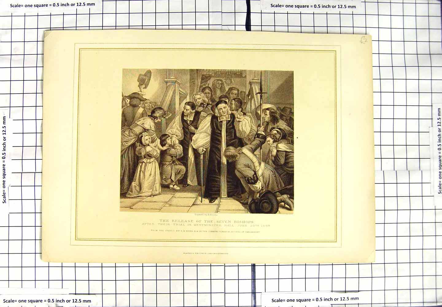 Original Old Antique Print 1688 Release Seven Bishops Trial Westminster Hall
