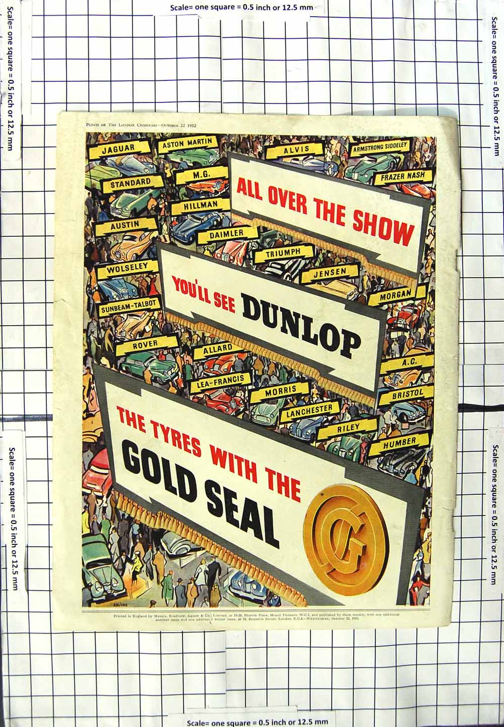 Original Old Antique Print Advertisement Dunlop GSeal Tyres Ferodo Clutch