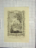 Original Old Antique Print King Alfred Disguised Harper Danish Camp Engraving