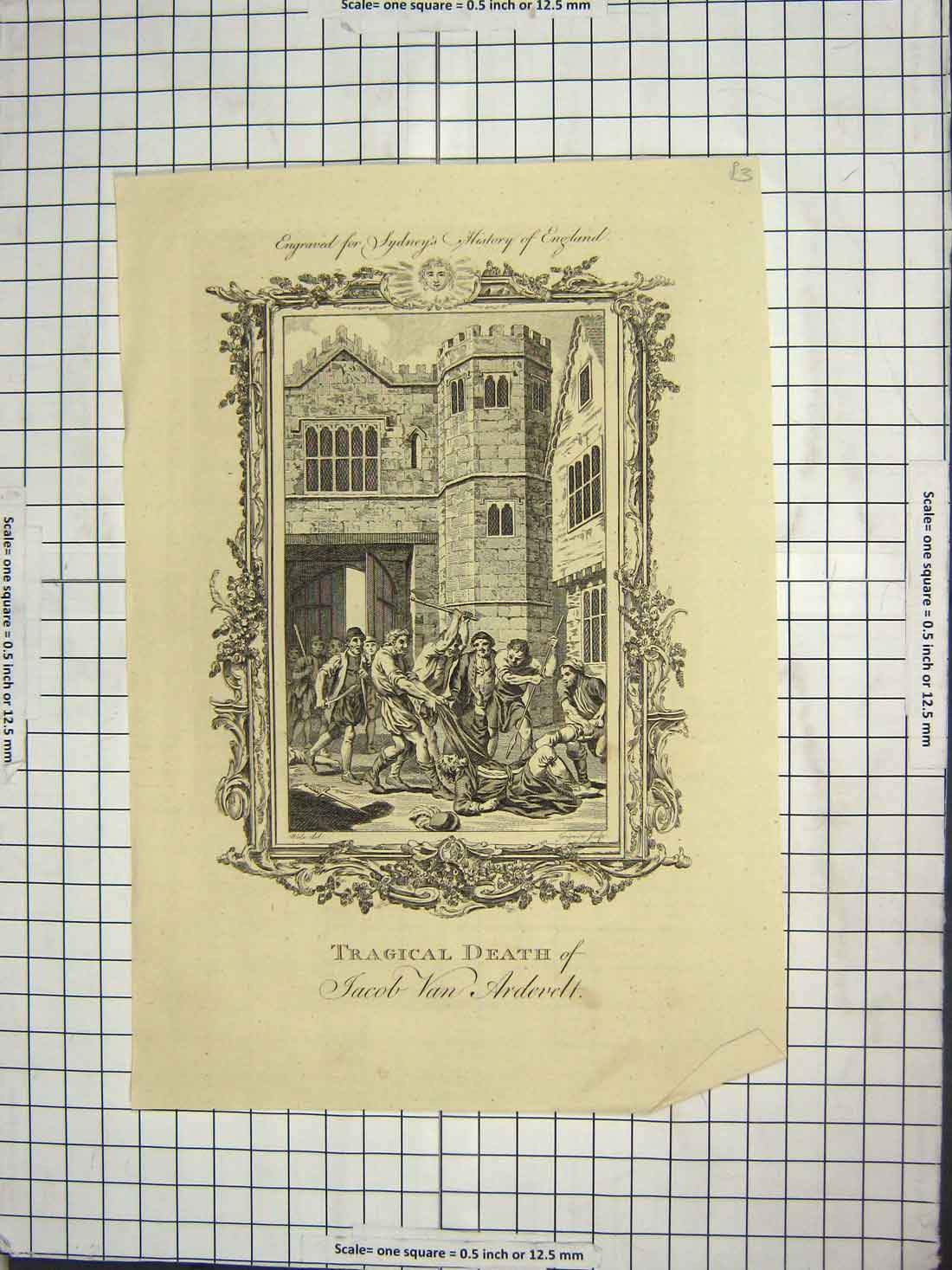 Original Old Antique Print Engraving Scene Tragic Death Jacob Van Ardevelt