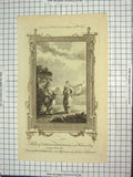 Original Old Antique Print Engraving Hurd Eskimaux Indians Natives Hudson'S Bay
