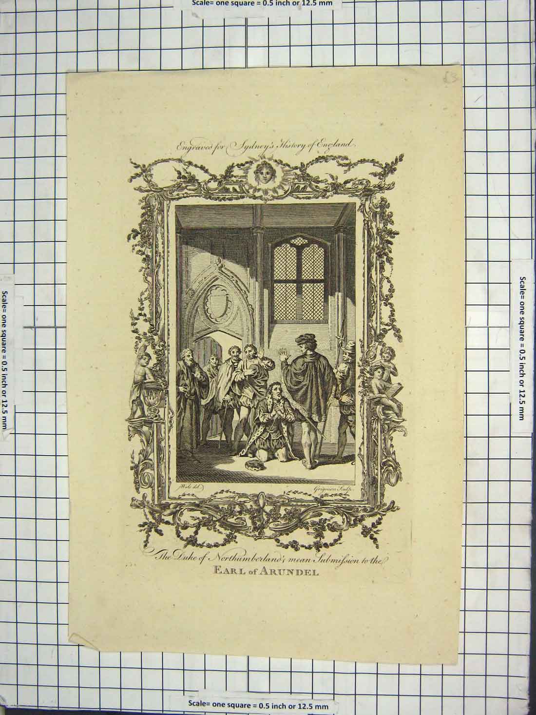 Old Antique Print Duke Northumberland Submission Earl Arundel Engraving