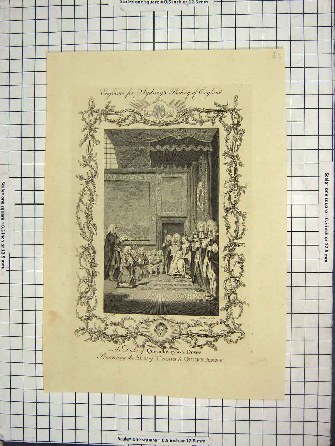 Old Antique Print Duke Queensferry Dover Act Union Queen Anne Engraving