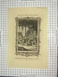 Original Old Antique Print Scene King Edmund Stabbed Leolf Robber Engraving