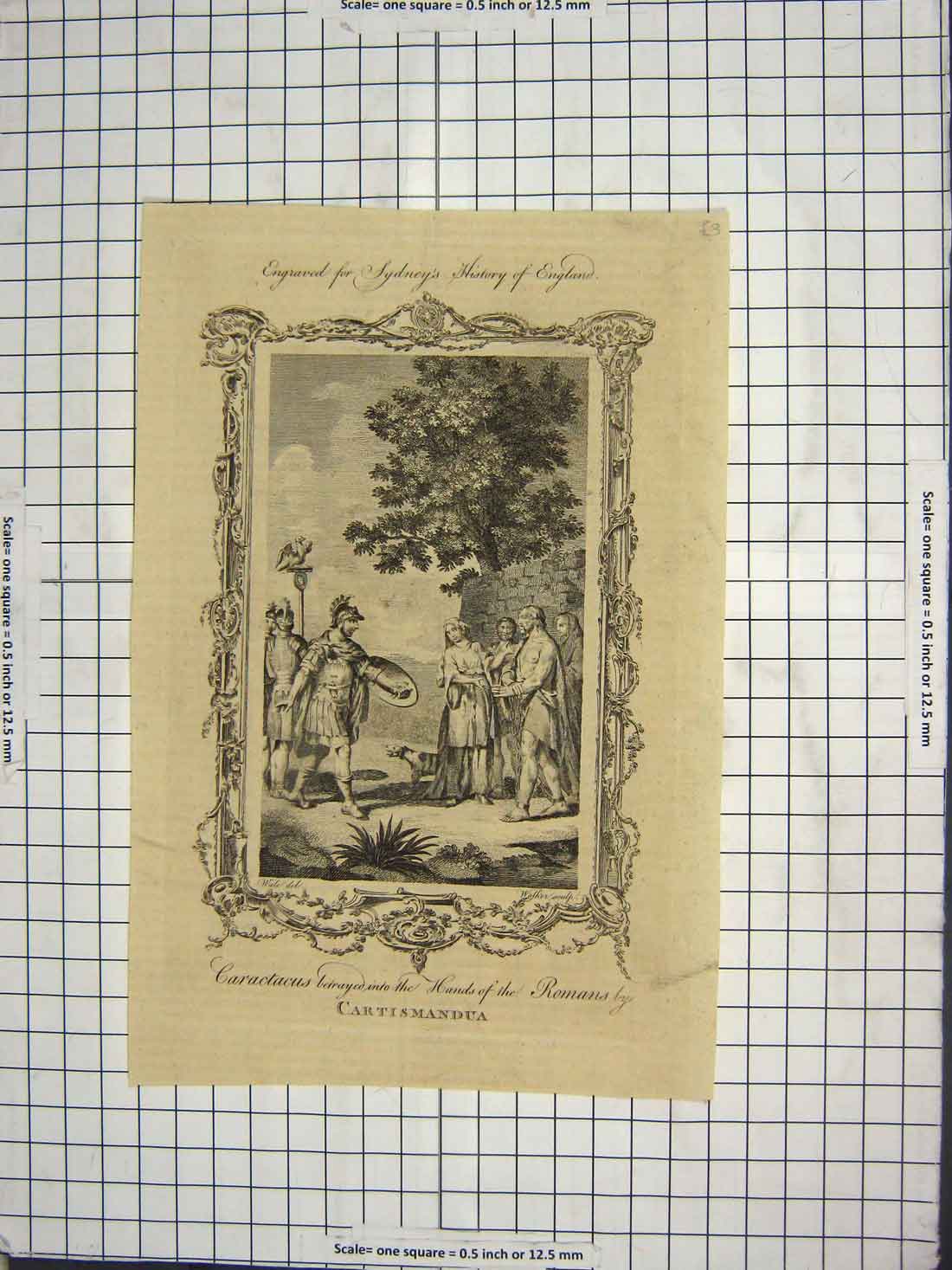 Original Old Antique Print Caractacus Betrayed Romans Cartismandua Engraving