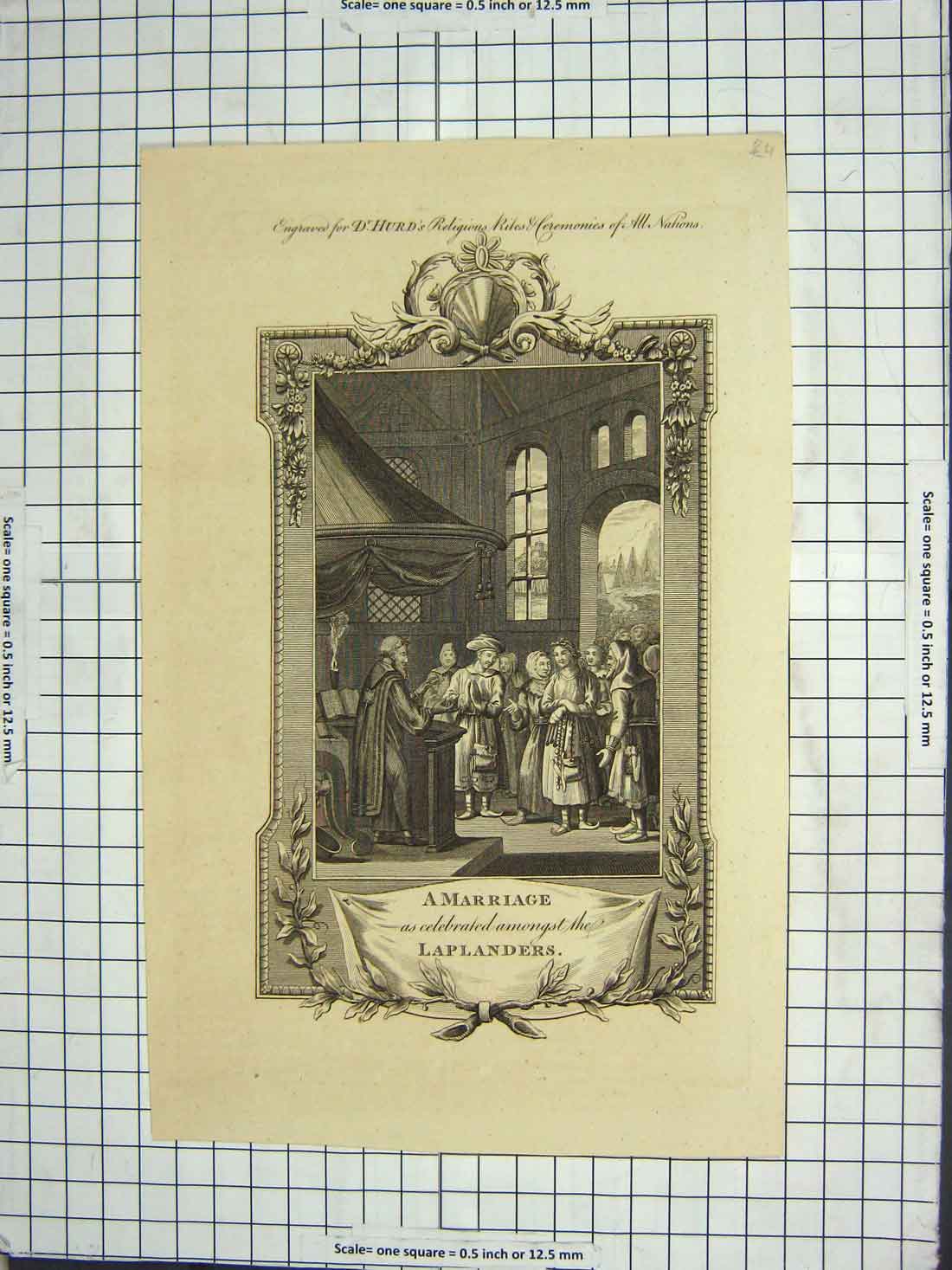 Old Antique Print Scene Marriage Celebrated Laplanders Natives Engraving